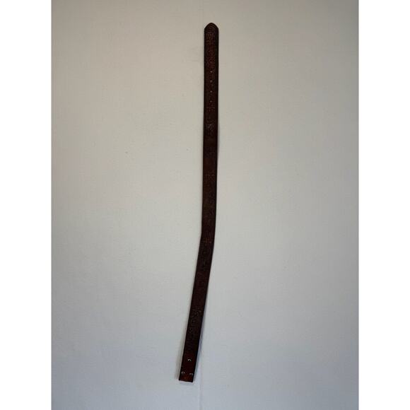 Nocona Mens Western Belt Leather Tooled Small Brown Cross Scroll‎ No Buckle - Picture 6 of 10